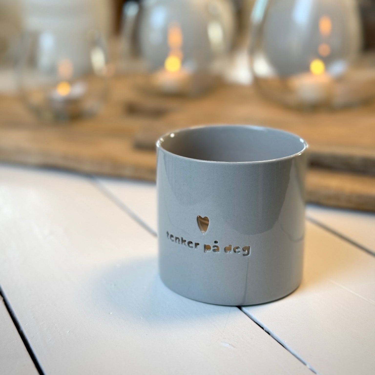 sögne lys grå t-lysholder tenker på deg medium