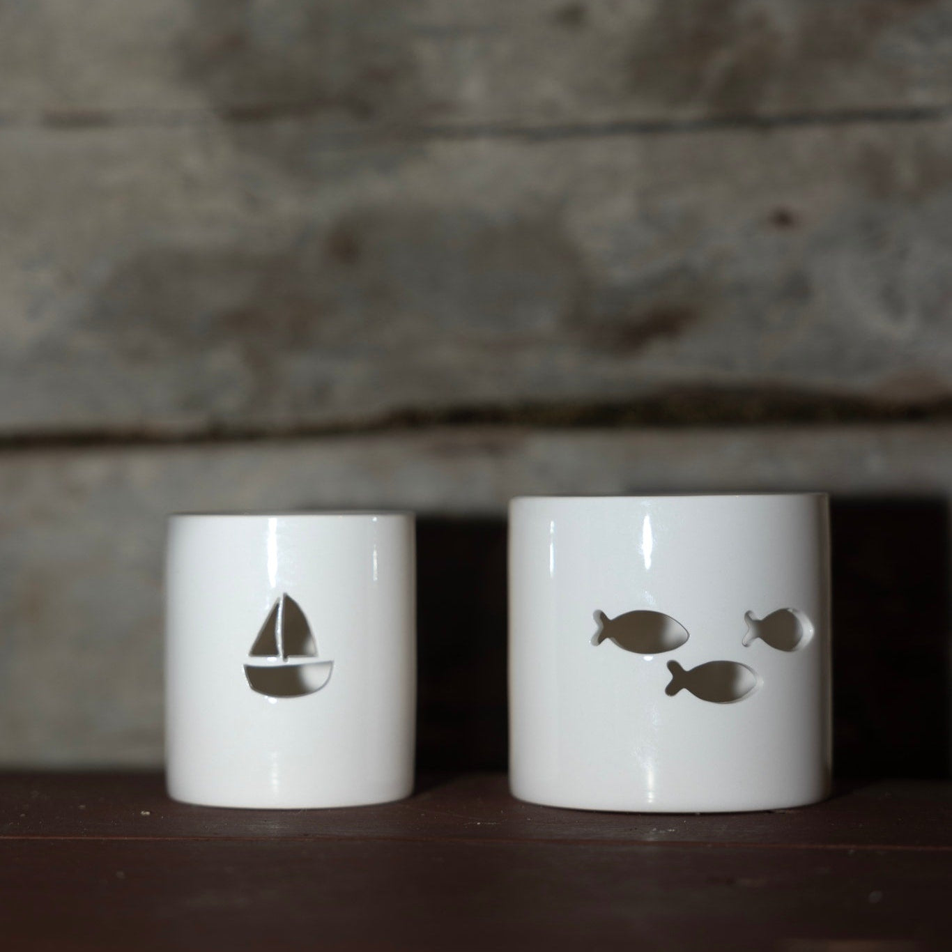 sögne hvit t-lysholder fisk medium