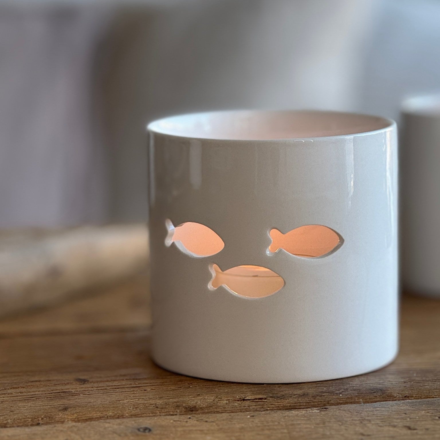 sögne hvit t-lysholder fisk medium