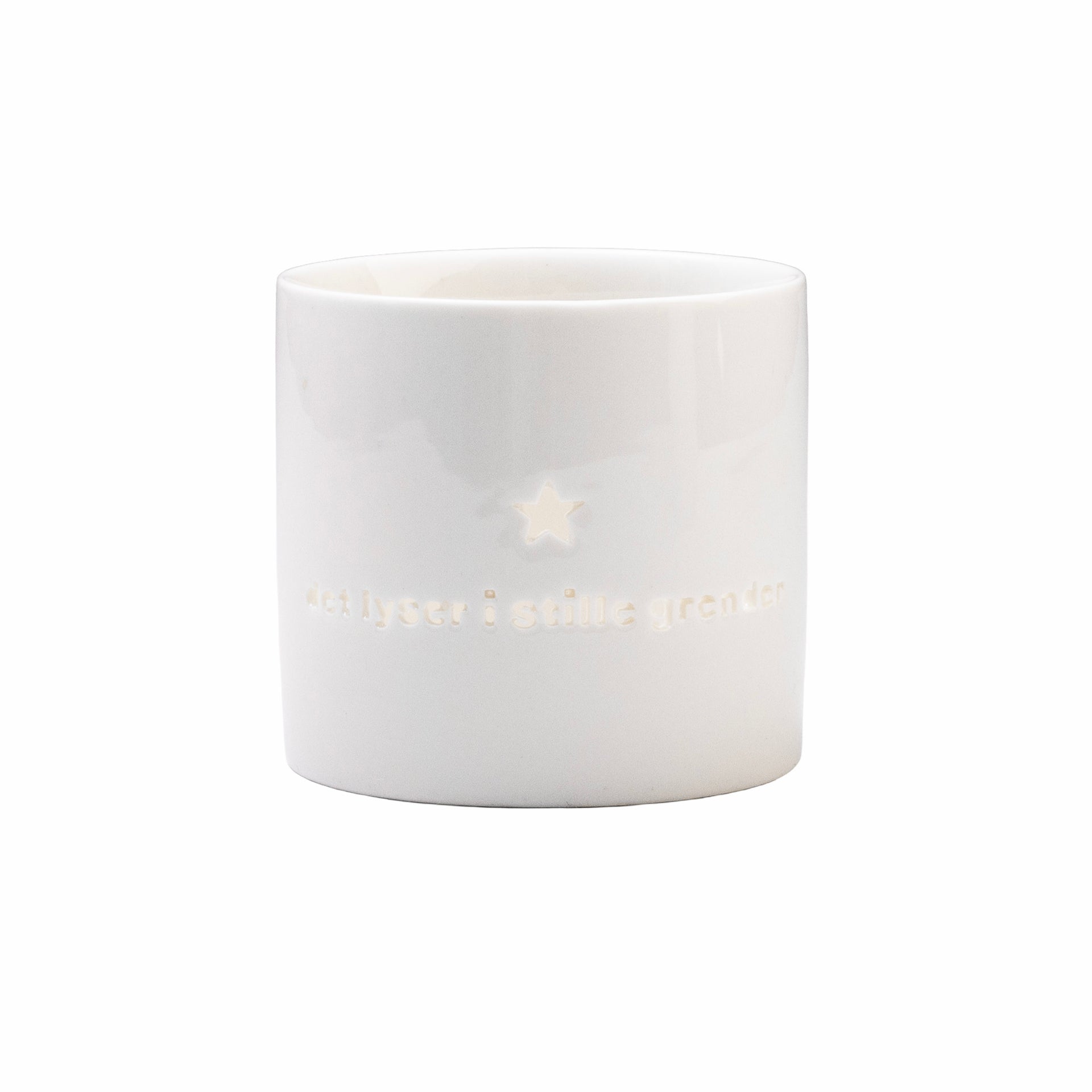 sögne white t-lysholder medium "det lyser i stille grender"