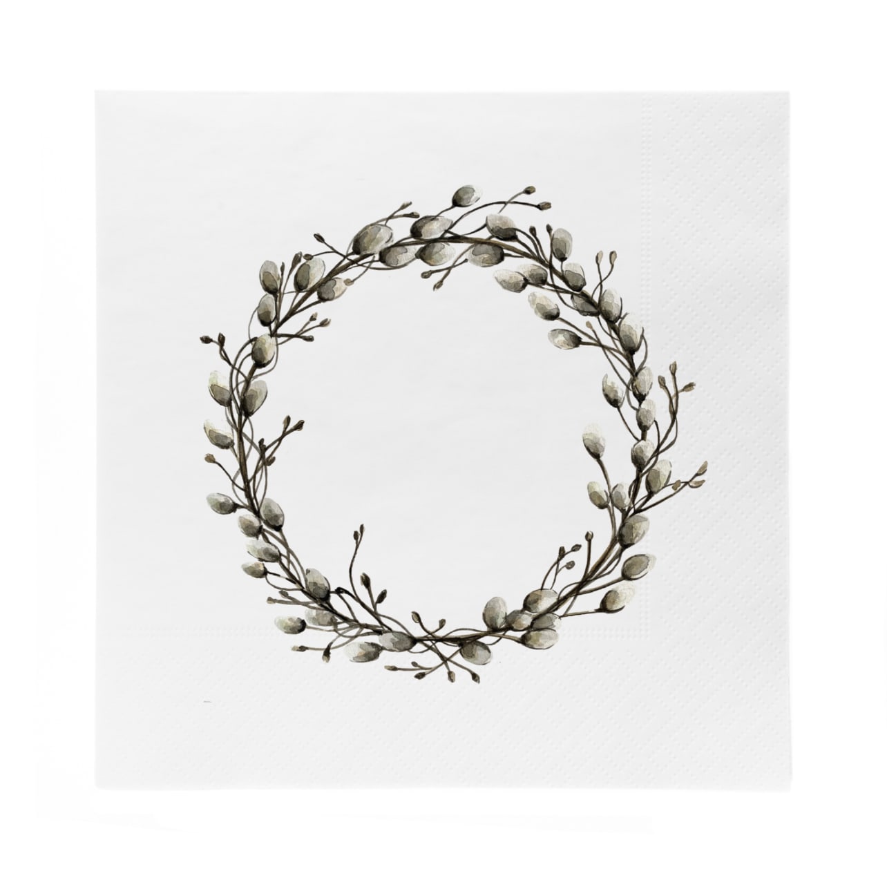 sögne paper napkin lunch wreath pussy willows