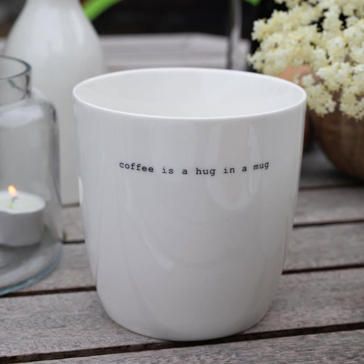sögne krus hvit big  coffee is a hug