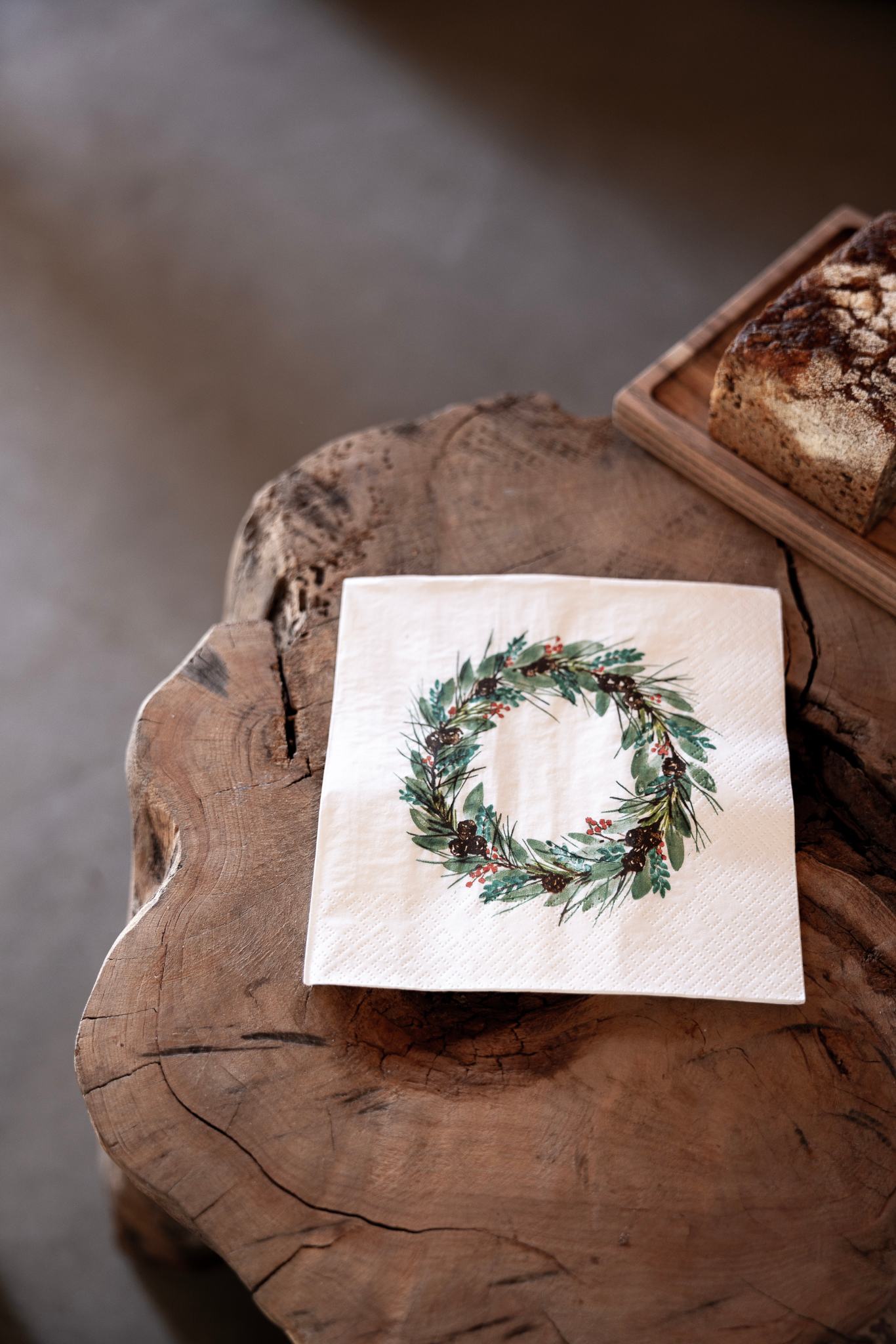 sögne paper napkin lunch Christmas wreath green