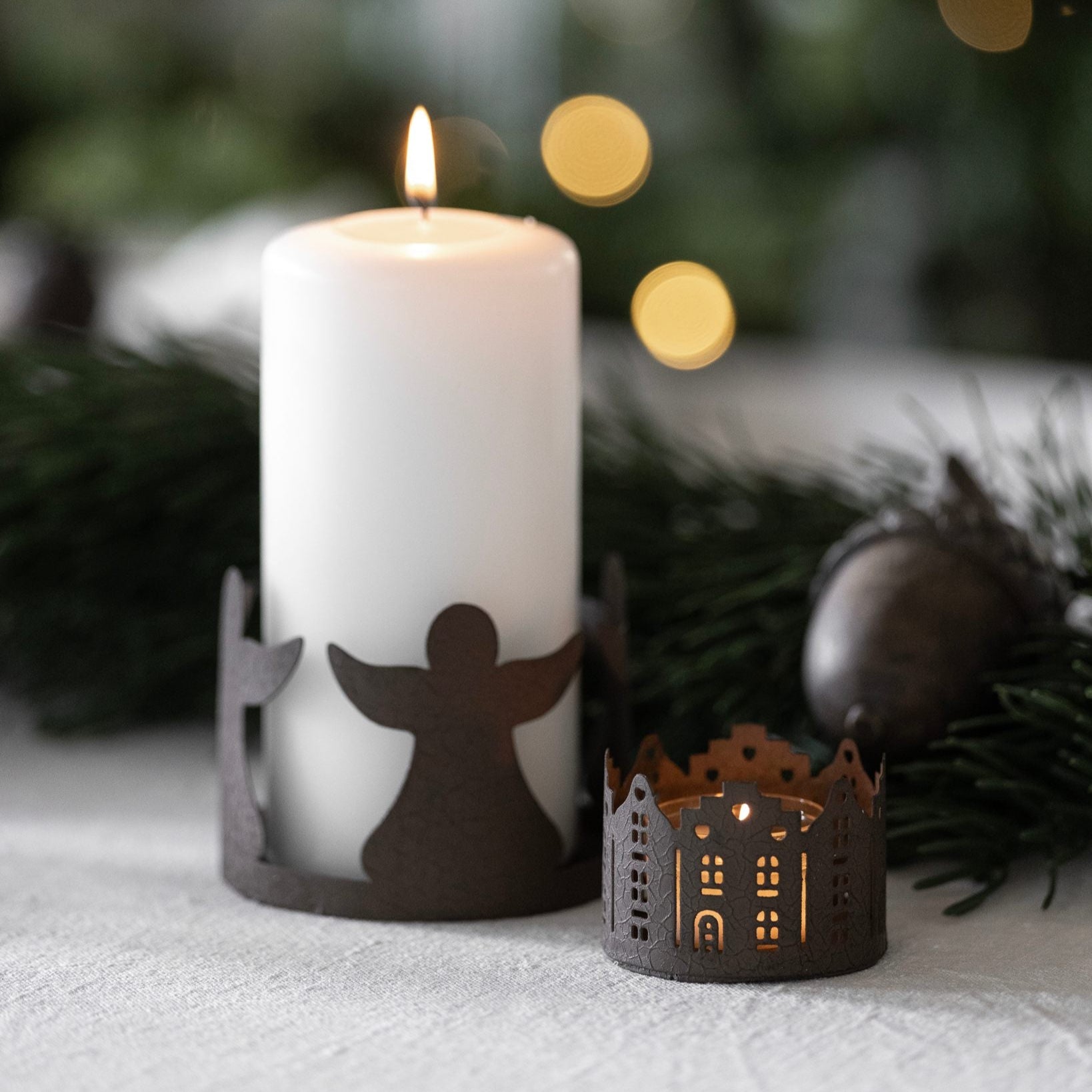 sögne candle holder metal Christmas city small