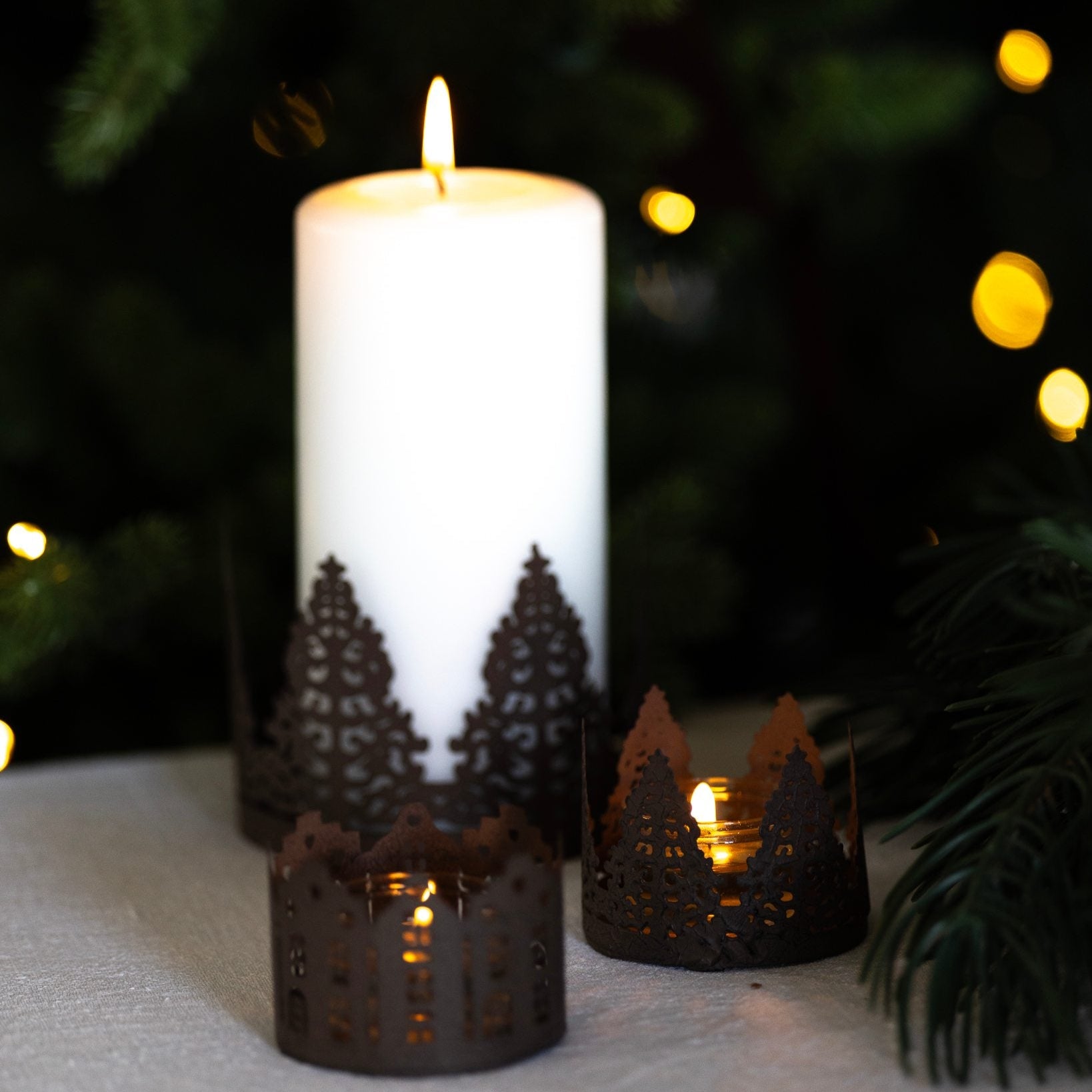 sögne candle holder metal trees large