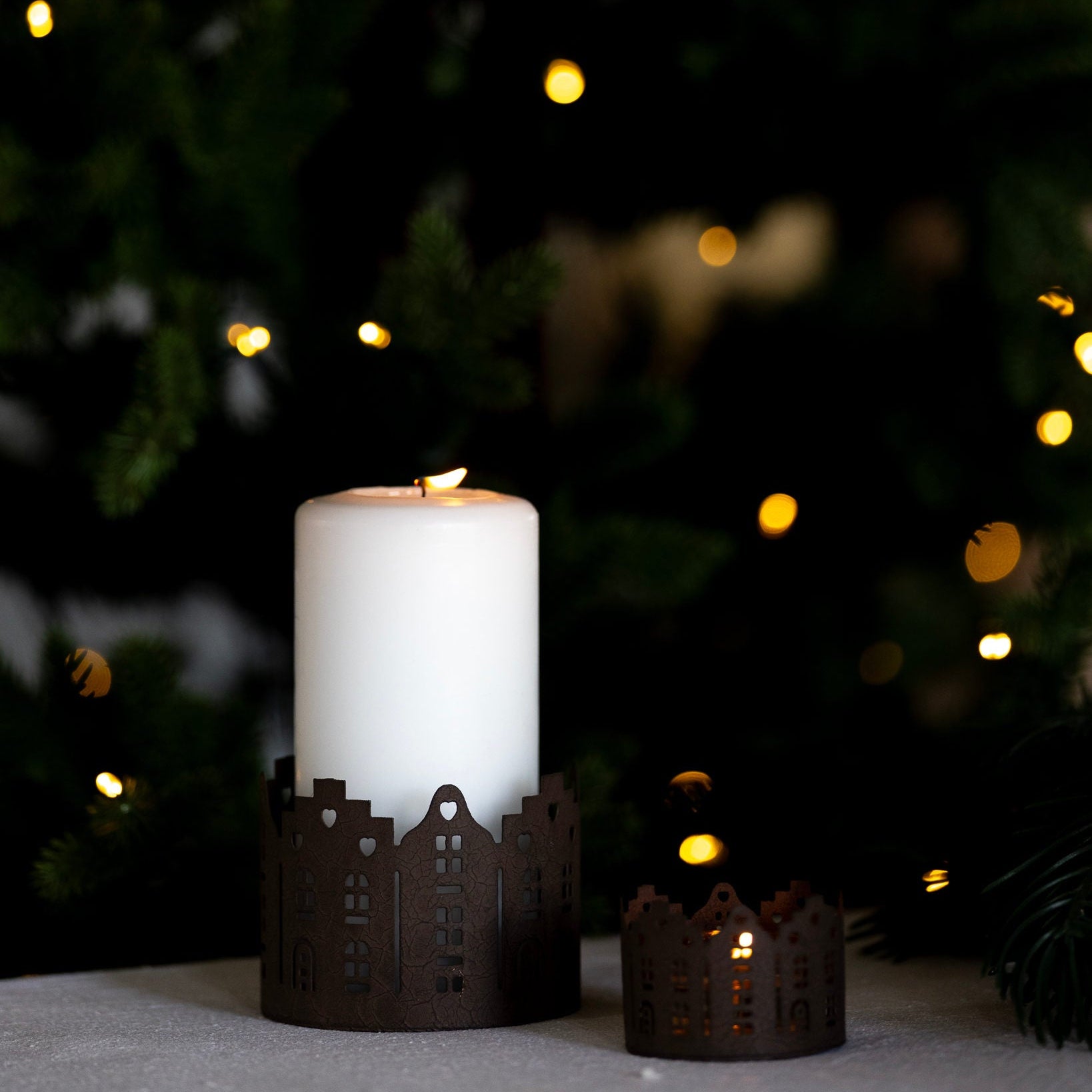 sögne candle holder metal Christmas city large