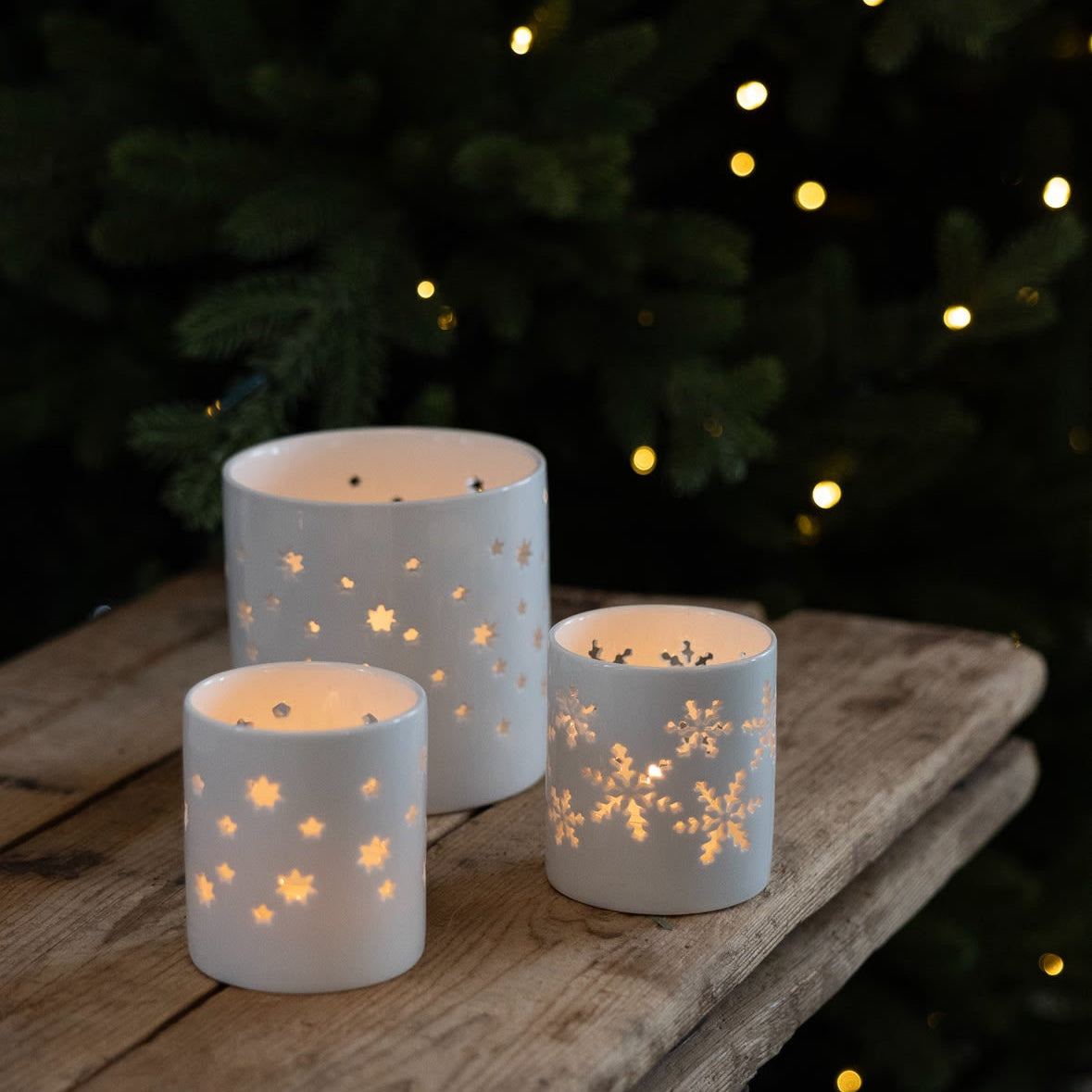 sögne hvit t-lysholder stjerner large