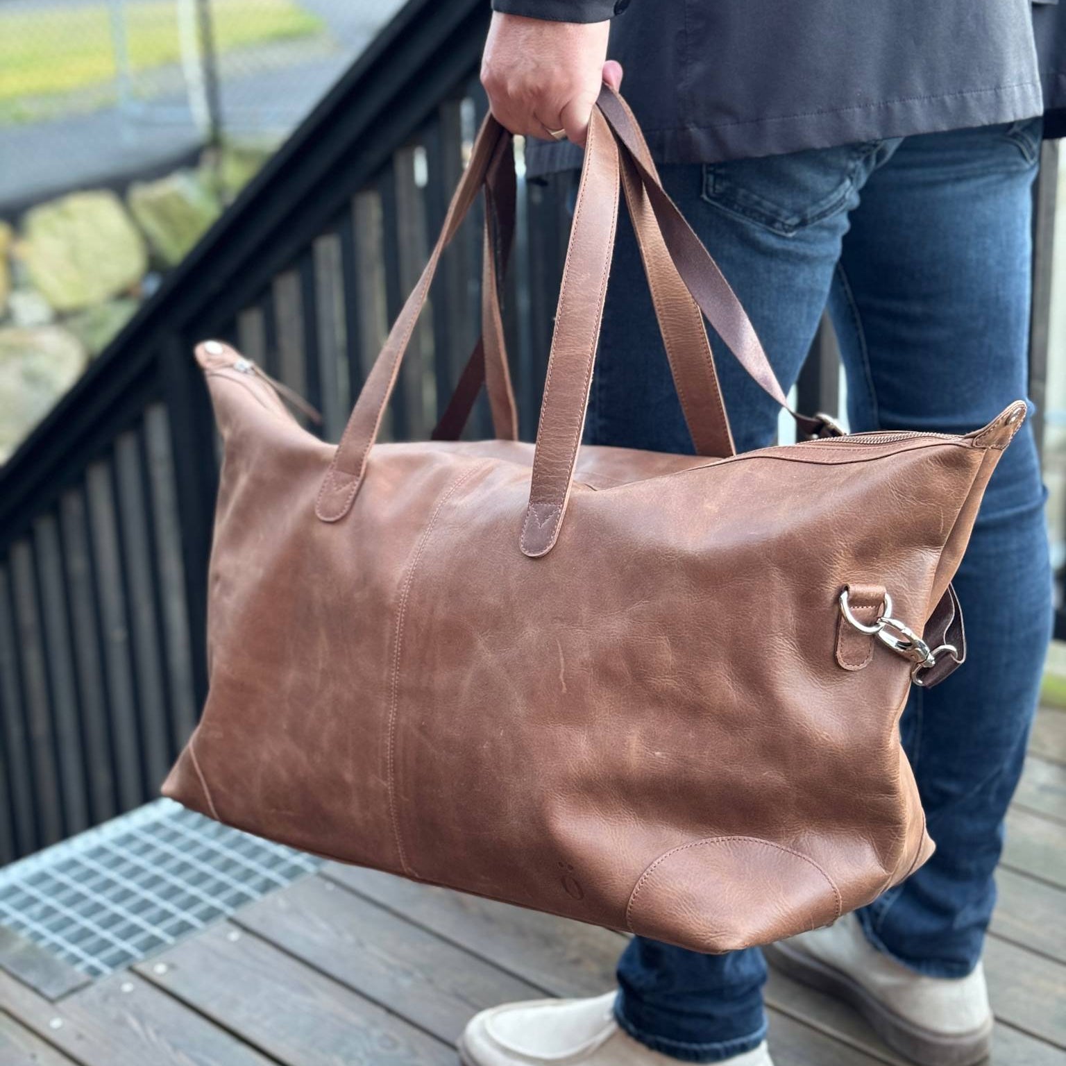 sögne dufflebag skinn M brun