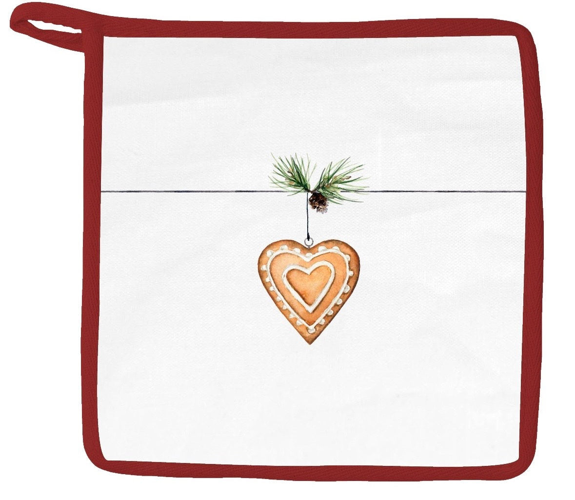 sögne potholders set/2 pc december gingerbread heart