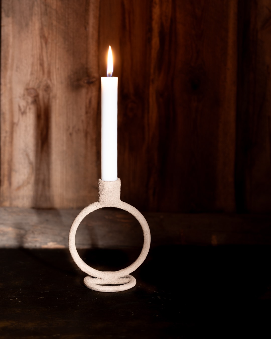 sögne oval candle holder beige