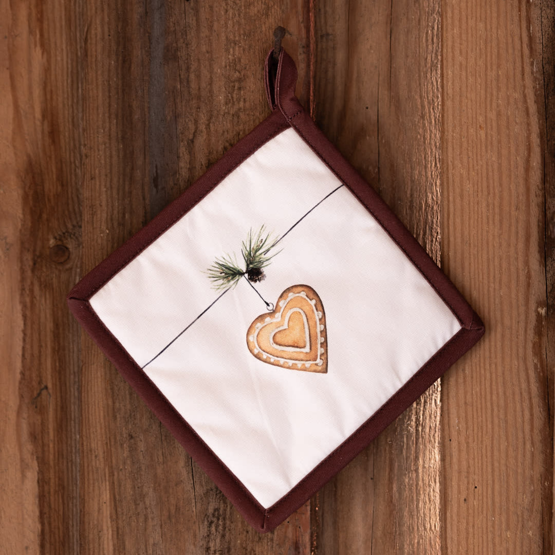 sögne potholders set/2 pc december gingerbread heart