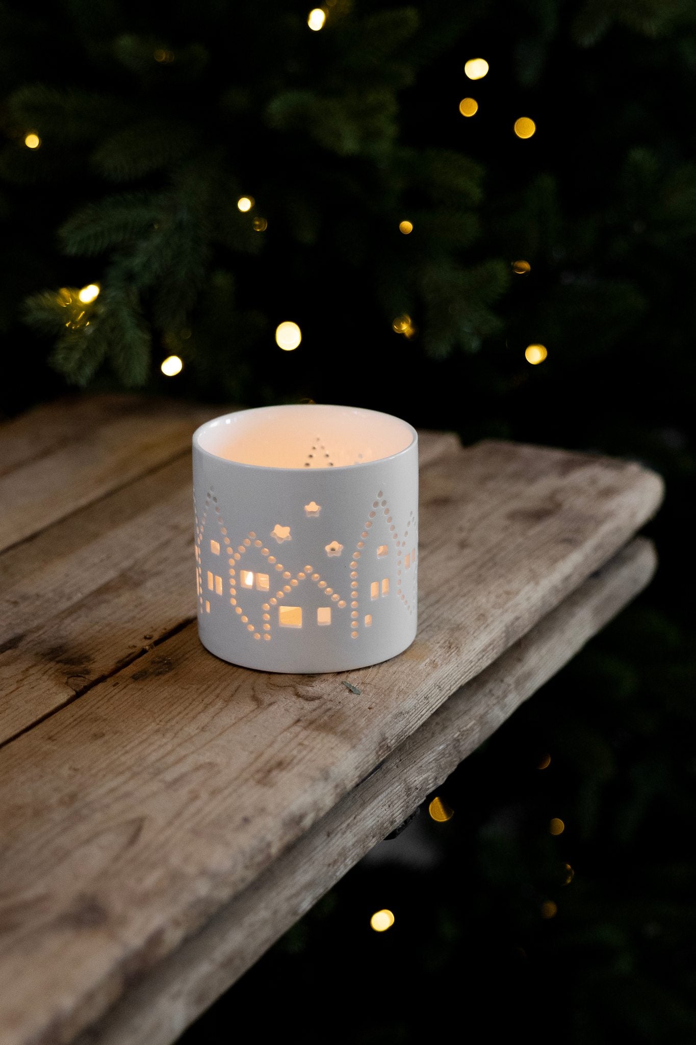 sögne hvit t-lysholder juleby medium