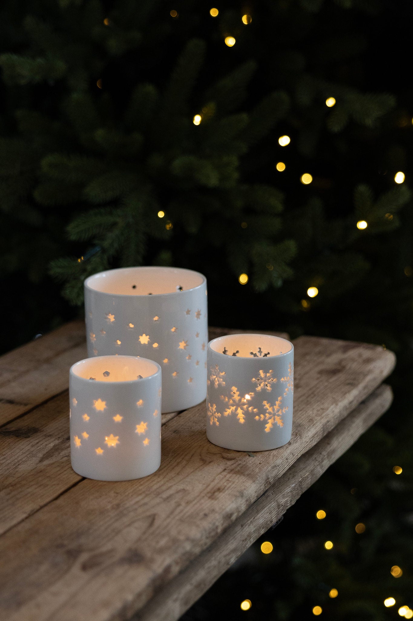 sögne hvit t-lysholder stjerne small