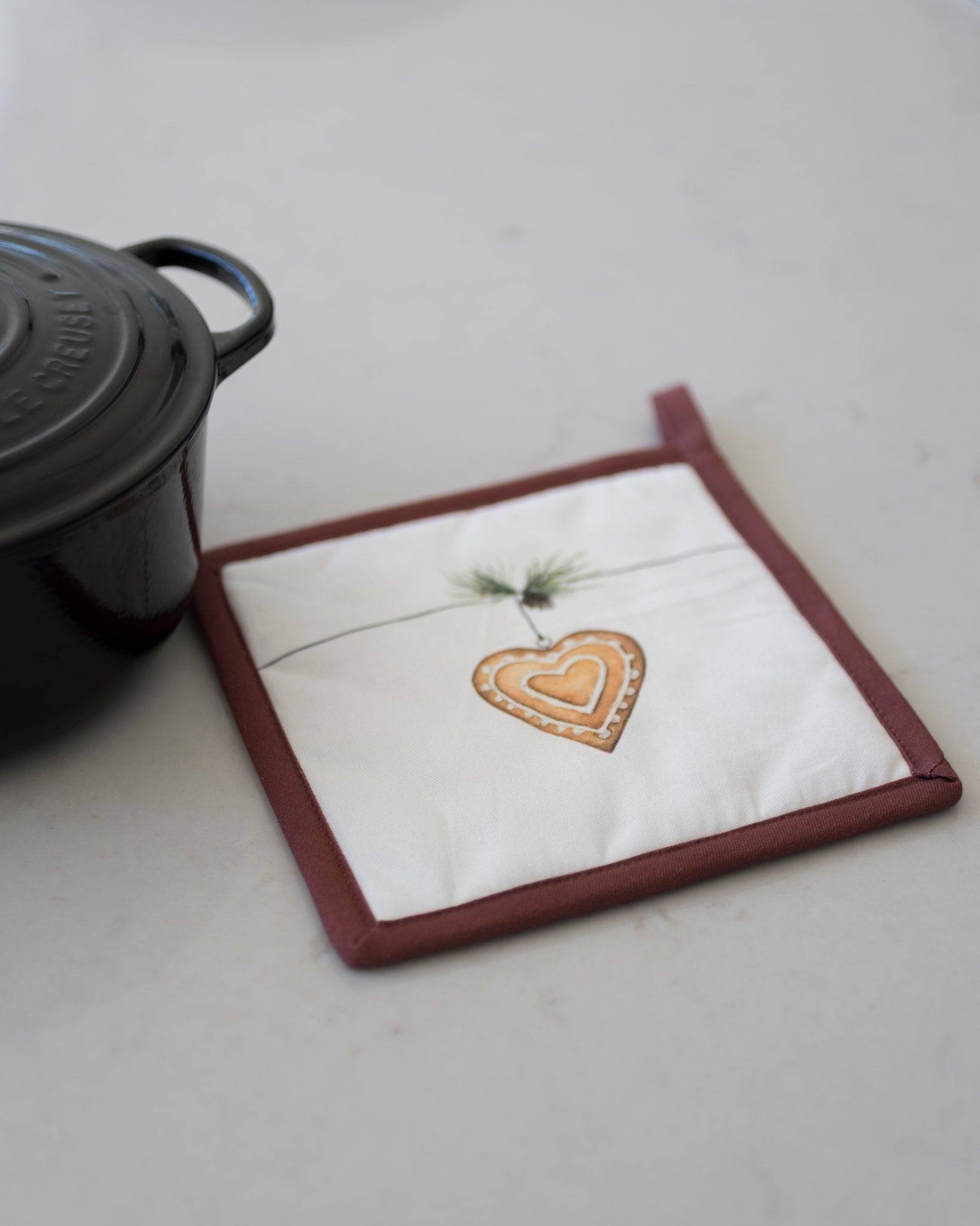 sögne potholders set/2 pc december gingerbread heart
